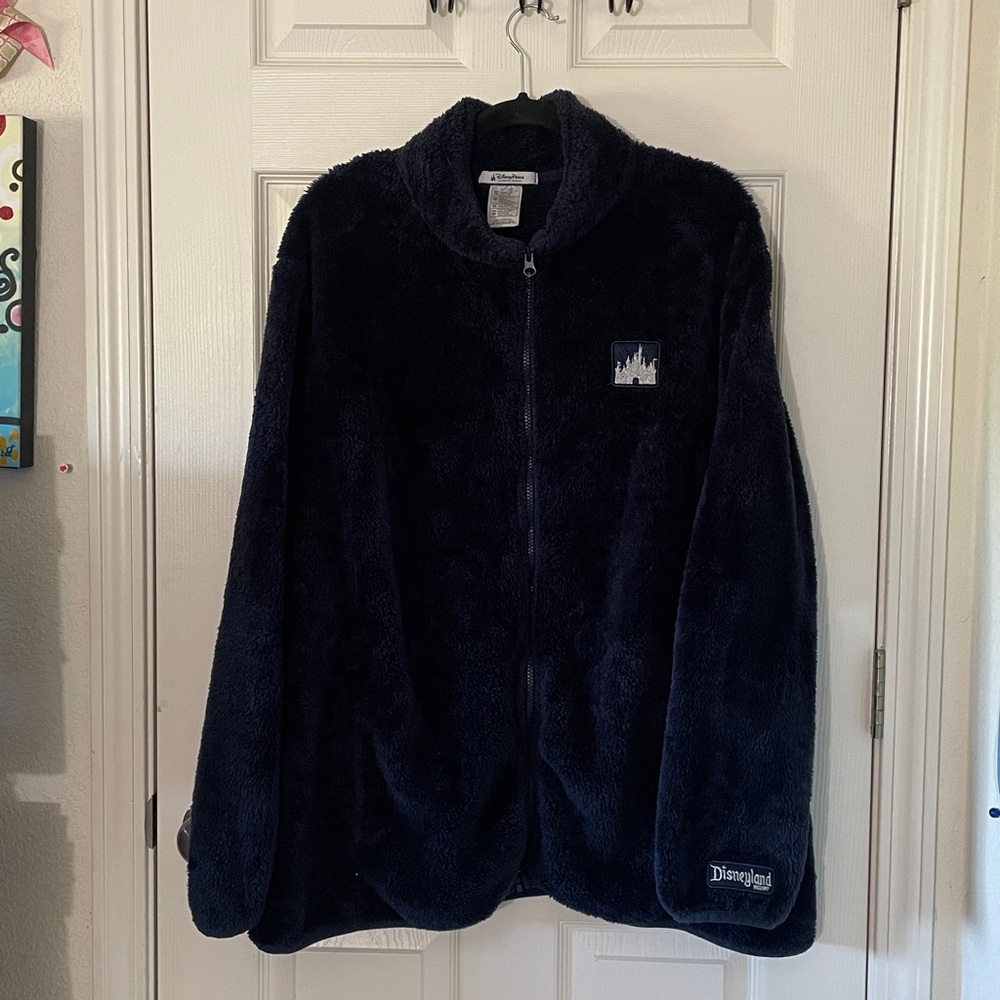 Disney World Disney Parks Sz 3X Fuzzy Navy Blue Full Zip Fleece Sherpa Jacket